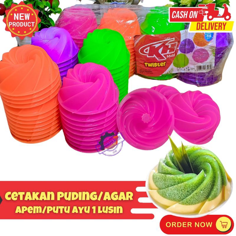 Cetakan Puding Mini/Agar Jelly Motif Twister 1 Lusin, Cetakan Kue Apem, Cetakan Kue Talam