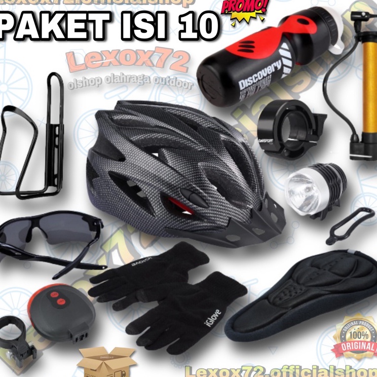 Kejutan Istimewa  Paket Bersepeda lengkap  Helm Sepeda MTB original taffsport  aksesoris sepeda isi 