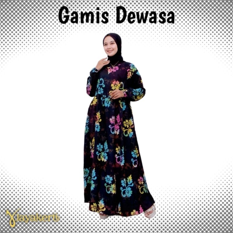 Jayakerti Gamis Wanita Kekinian Batik Cap Malaman Ori Sunan Longdress Modern Motif Bunga Asli Handma