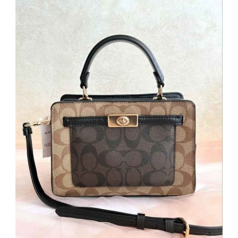 Ready Coach C8688 Bloked Mini Lane Signature Top HandleSz 19.5 x 14 x 7