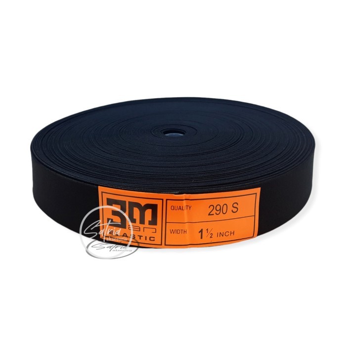 Elastis 3M / Bahan Elastic 3M / Karet Elastis 3M 1 1/2 inch 4cm Hitam