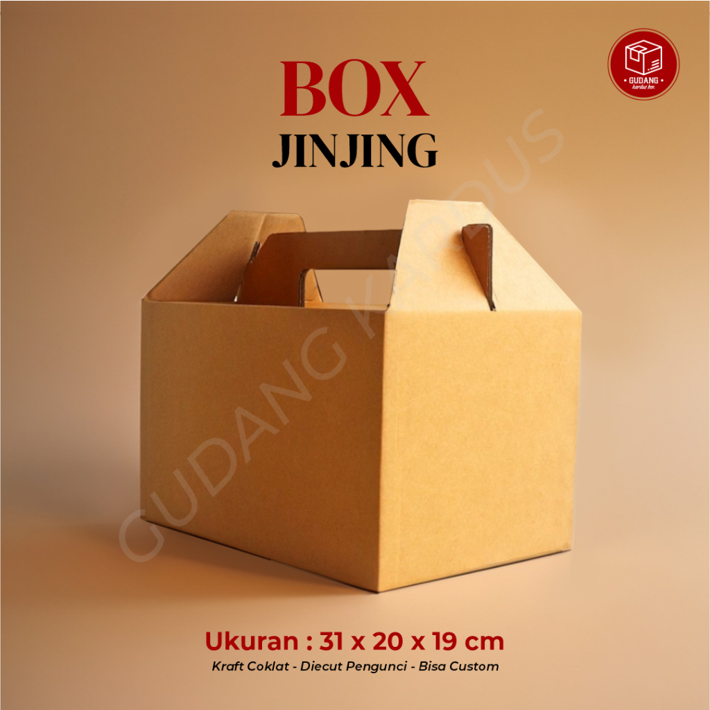 

Box Jinjing(31 x 20 x 19 cm) (Jinjing) Karton/Polos/Kardus/Hampers/JinjingBox/Tenteng/paket/paking/GABLE BOX