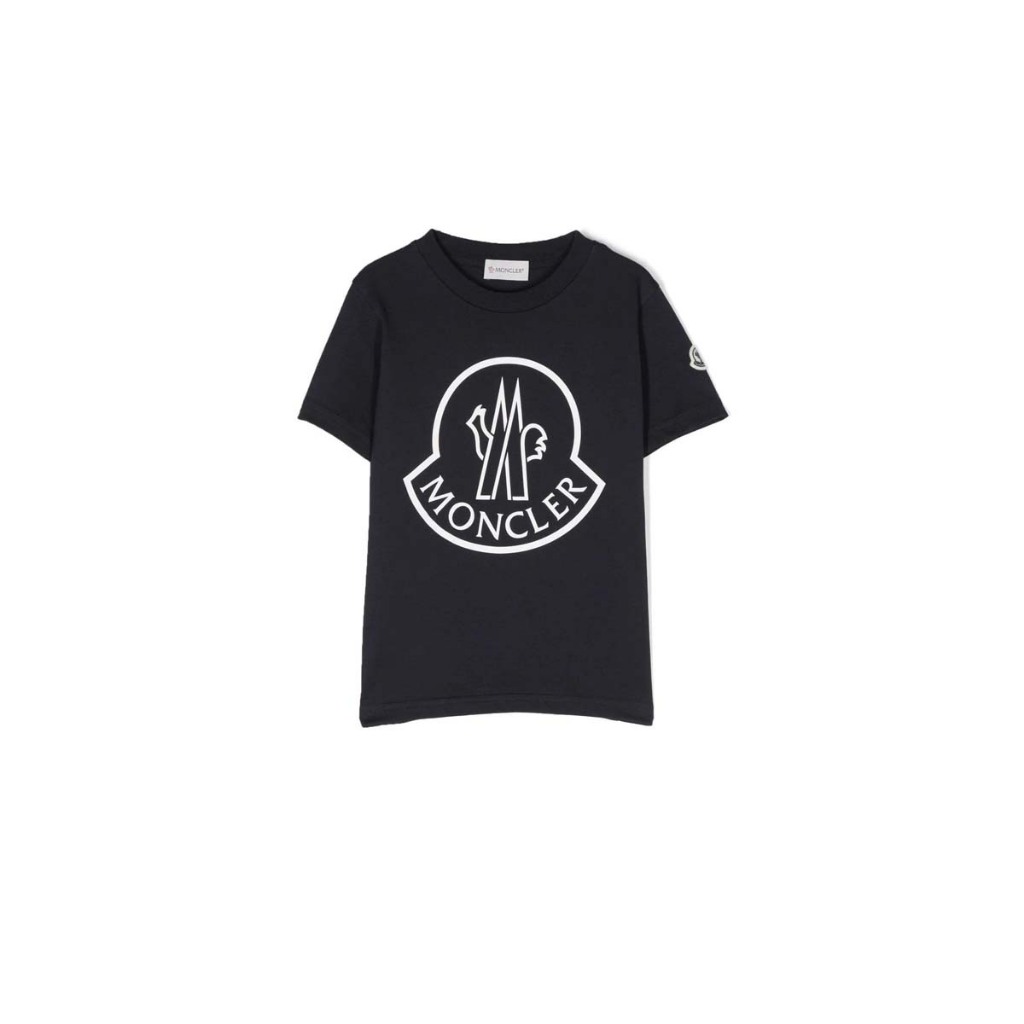 Moncler - Kids Logo Tshirt Maglia Maniche Corte Navy