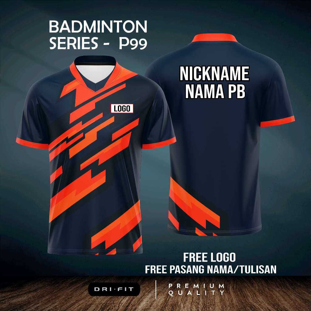 JERSEY KAOS BADMINTON BULUTANGKIS P99 - BISA CUSTOM NAMA DAN LOGO