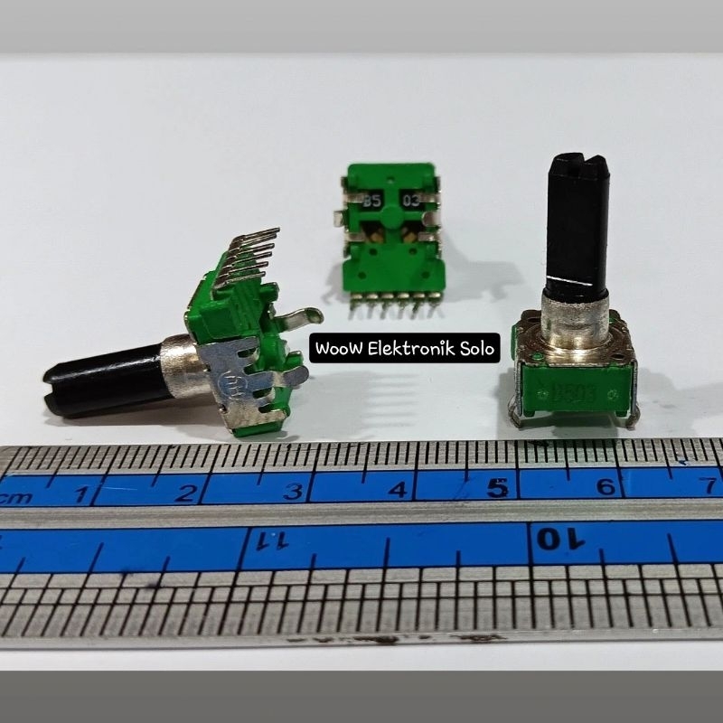 Potensio Stereo 6Pin B50K Kotak  Tancap Bawah Panjang AS 18mm Tuas D