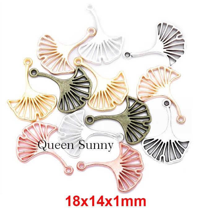 Charm Bandul Cantik Rangka Daun Ginkgo Manik Liontin Kalung Gelang Anting Pendant Aksesoris Perhiasa