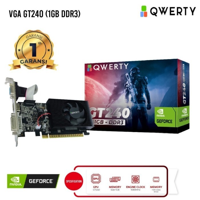 VGA QWERTY GT240 1GB DDR3 NVIDIA GT 240 GOFERCE