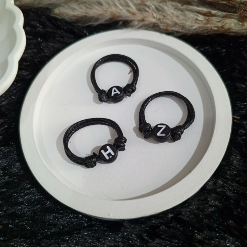Cincin Huruf Inisial Huruf bulat Tali Korea