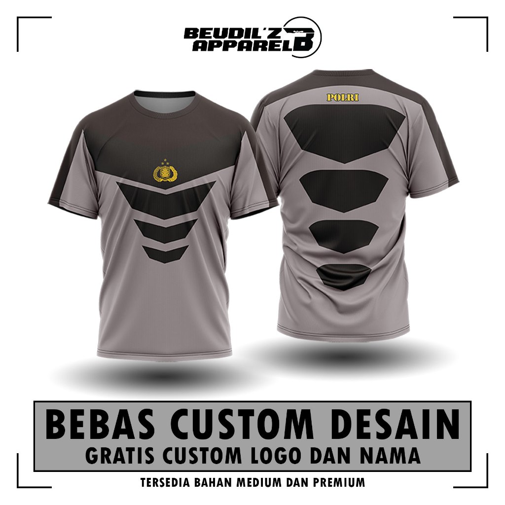 Jersey/kaos printing Polisi Polri/Daleman seragam COKLAT POLISI/kaos dry fit pria/atasan pria