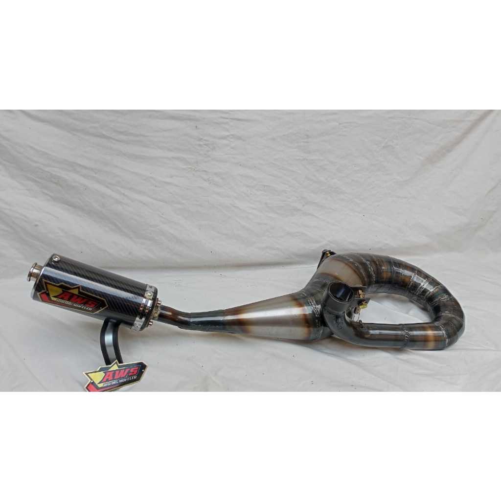 Knalpot Vespa Racing Buang Kanan Silincer Big Carbon Model Polini AWS
