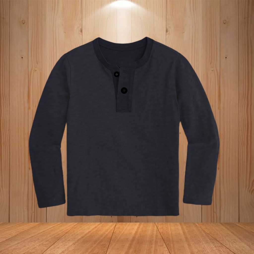 Kaos Polos Kancing Lengan Panjang Pria Big Size Jumbo