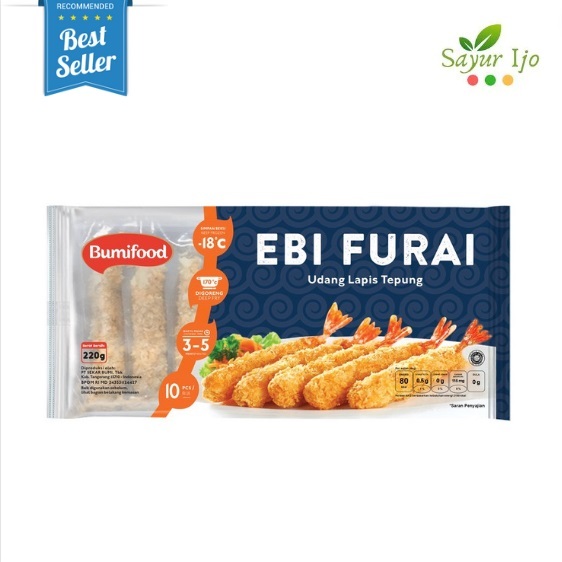 

BUMIFOODS Ebi Furai 220 Gram / Pack Fresh Frozen Udang Lapis Tepung Seafood Olahan