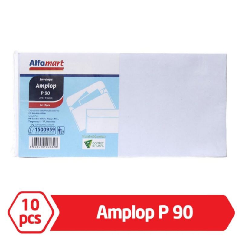 

Alfamart amplop P 90 (22,9 x 11 cm) 10 pcs