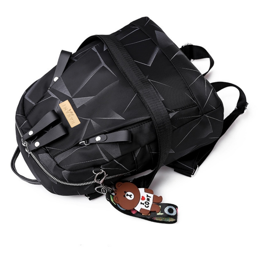 HANAMI Tas Ransel Anti Air Wanita Korea  Hitam Ellesma TA395B5 Backpack Sekolah Kerja Besar Batam Or