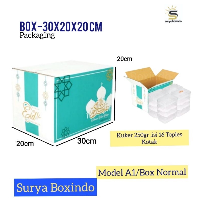 

Box 30x20x20 cm{ Kuker 250 gram isi 16 Toples Kotak}/Lebaran/Kardusparcel/boxparcel/Lebaran/idulfitri/Eidmubarak