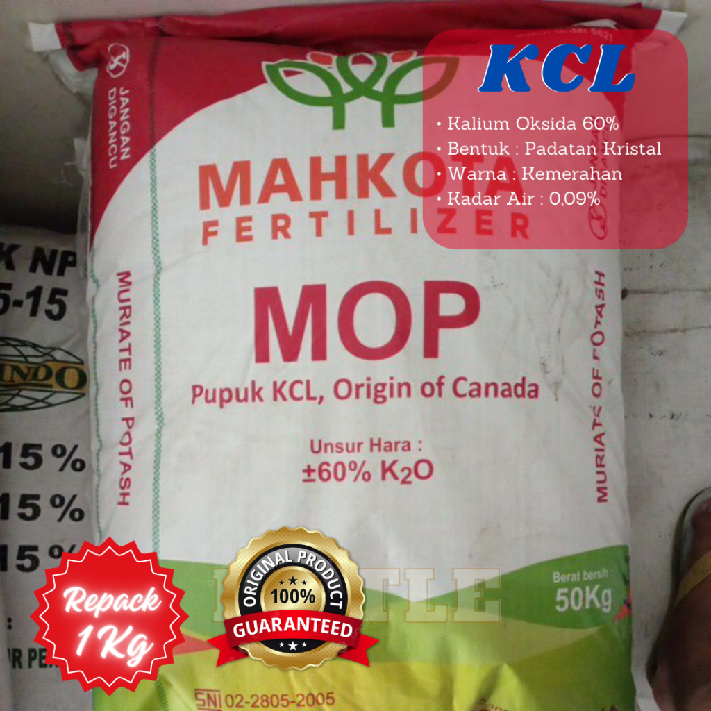 Pupuk KCL MOP Mahkota - 1kg Repack
