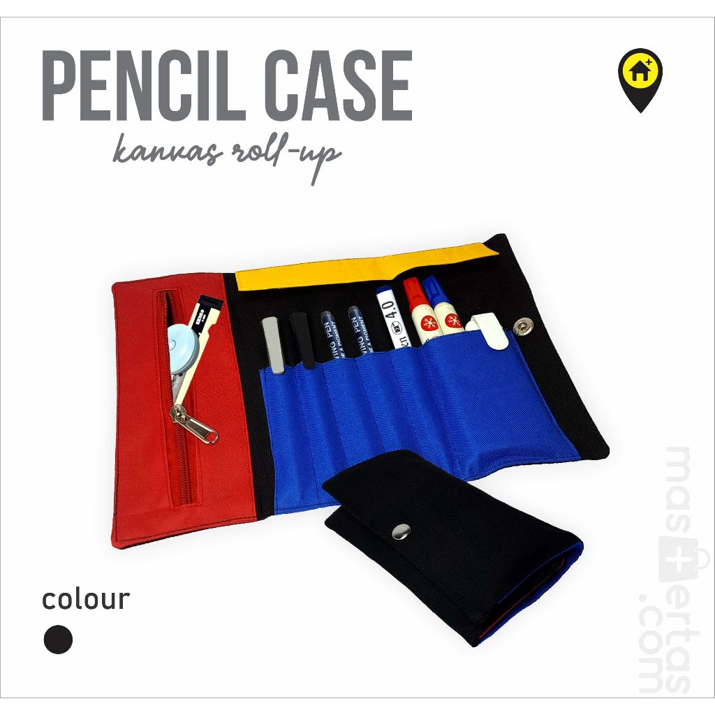 

tempat pensil bisa gulung lipat kanvas, custom logo sekolah /company roll up