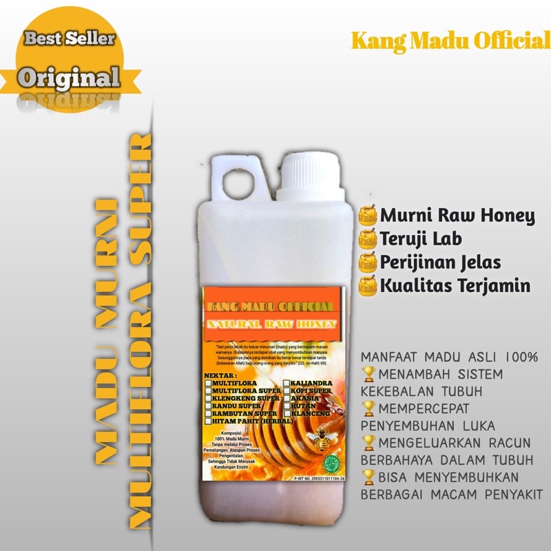 

MADU ASLI MURNI MULTIFLORA SUPER PURE MADU RAW HONEY 1 1kg Herbal Premium serbuuu