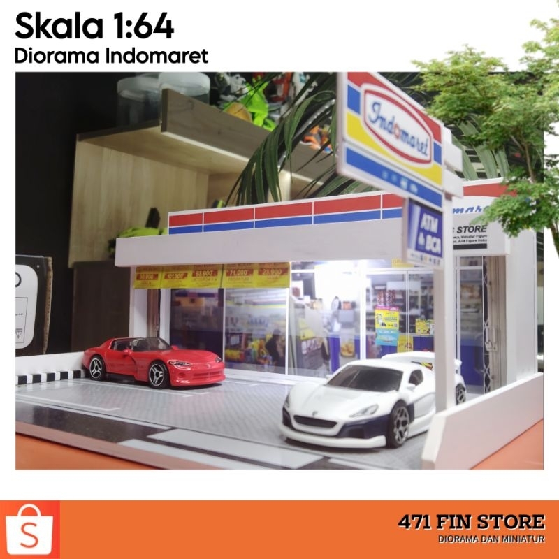 DIORAMA INDOMARET, Miniatur, Parkir Mobil Hotwheels skala 1:64