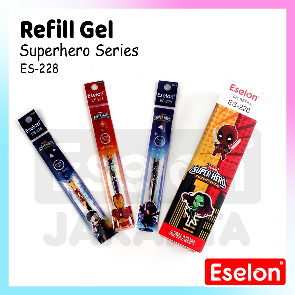 

[ES.JKT]1kotak isi 20pcs Refill Pulpen Gel SUPER HERO ESELON -228 / 1pak Refil Pulpen Gel Hitam