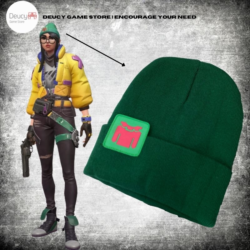 Beanie Valorant Killjoy Cosplay - Kupluk Hijau Valorant Killjoy Untuk Cosplay - Aksesoris Valorant