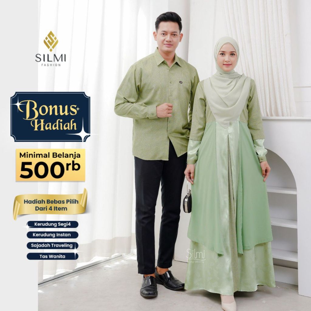 Couple Baju Pasangan Kondangan Set Kemeja Warna Sage Silmi Alan Alina Green