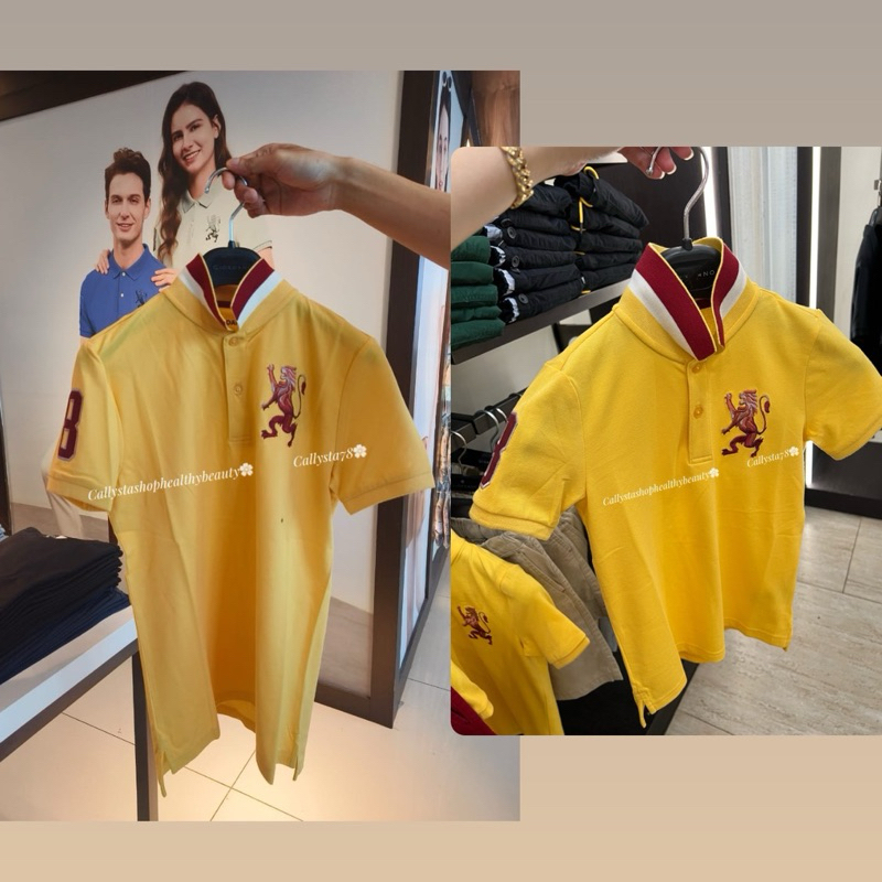 Giordano Couple Polo Shirt Lion 3D Man Dad And Kids Signature Mimosa 110,120, 130, 140,155