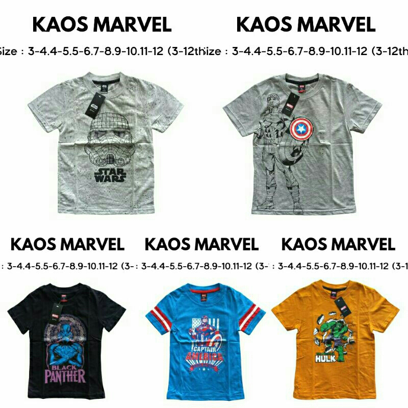 Kaos Marvel Anak Cowok Original Branded Matahari