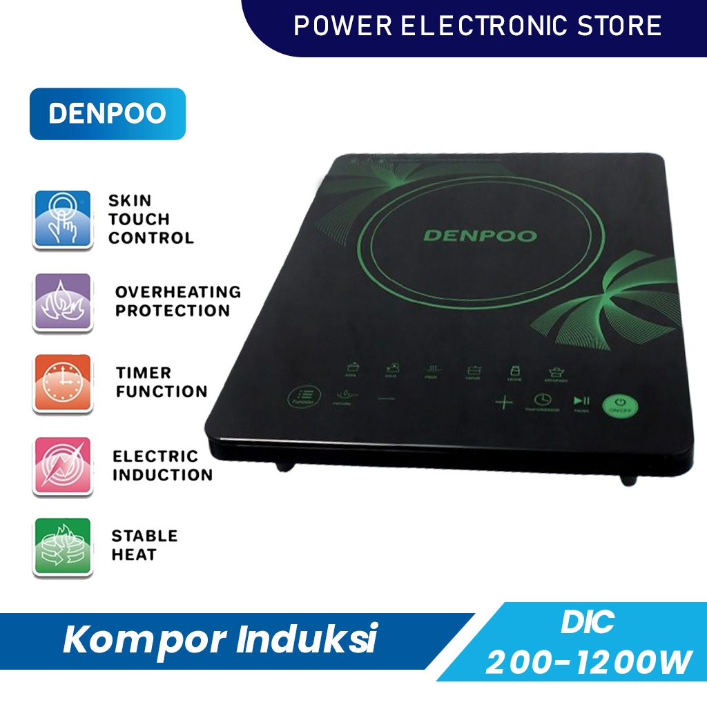 Kompor Induksi Listrik Denpoo Touch Skin Low Watt DIC 200-1200