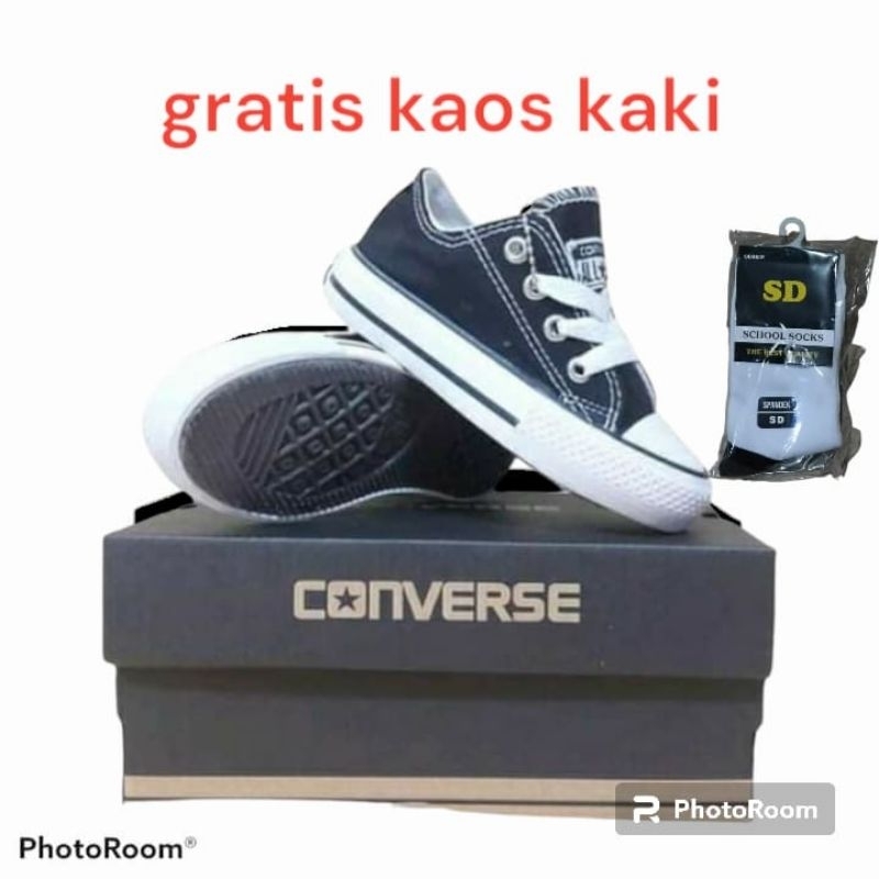 sepatu sekolah anak Converse hitam putih sepatu sekolah paud TK sd