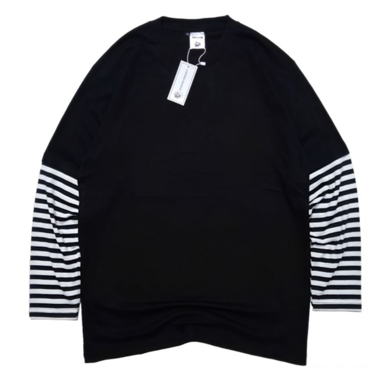 Kaos Lengan Panjang Double Layer Stripe