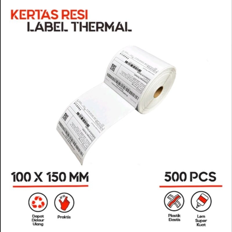 

Kertas Thermal Barcode 100x150MM / Thermal Sticker isi 500 Pcs