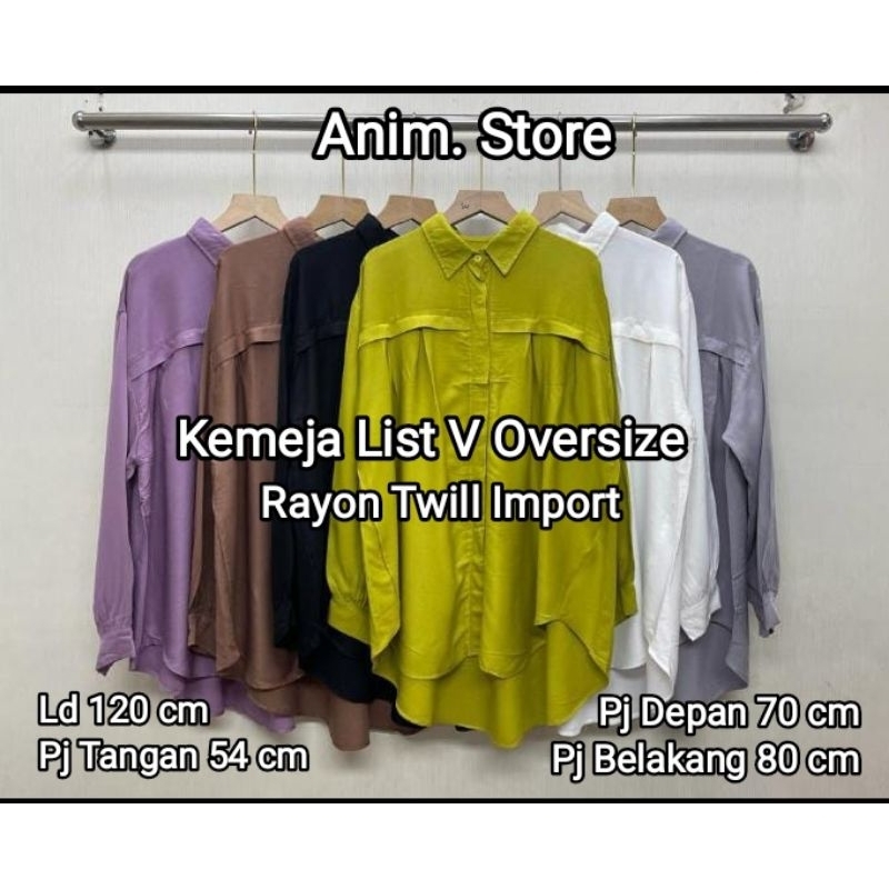 Kemeja Wanita Oversize List V Rayon Twill Import Ld 120