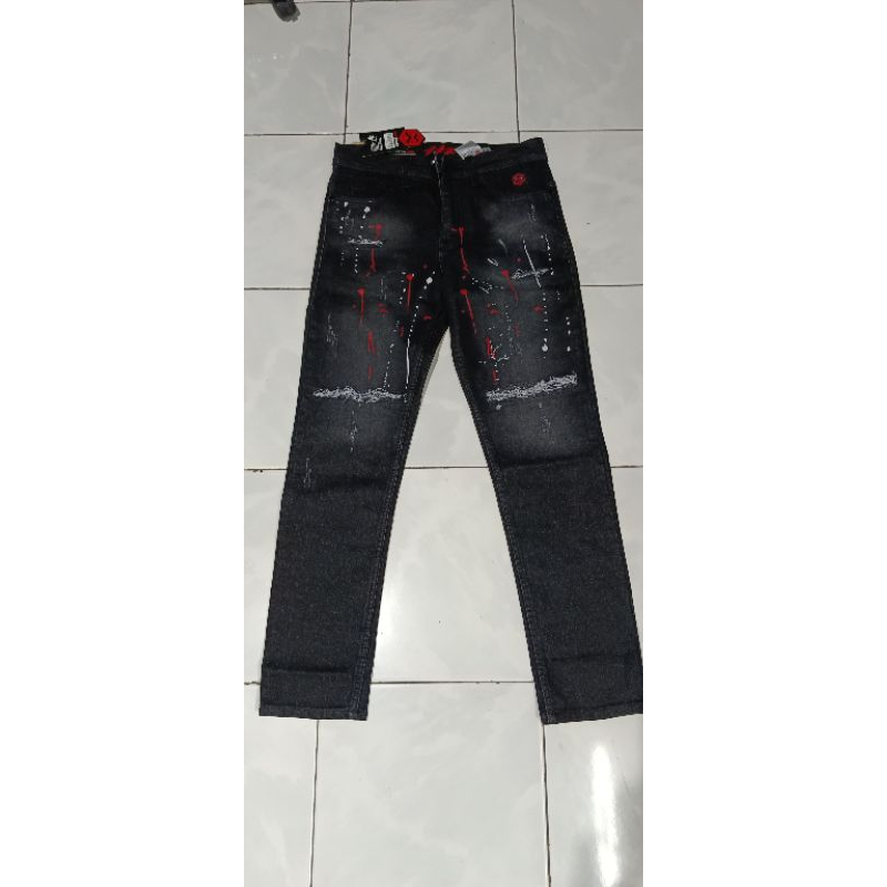 Celana Jeans Painting pria ,jeans painting pria