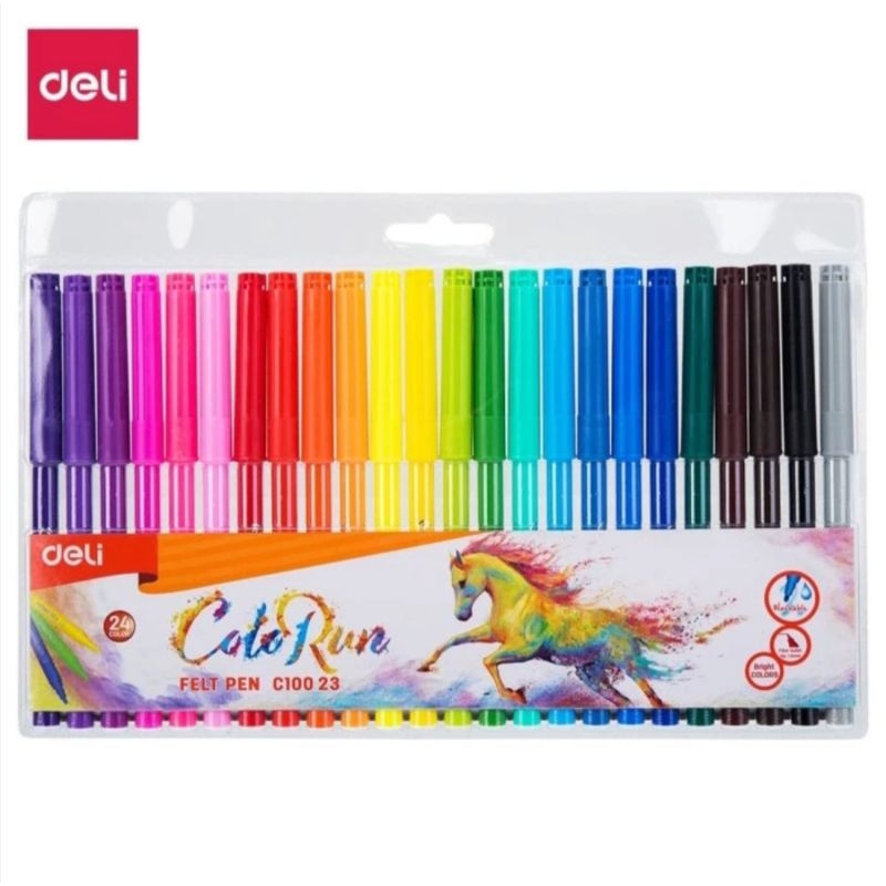 

TOKO_ATK168 Deli Spidol Warna-Felt Pen Dapat Dicuci 1.0mm 18/24 Warna EC10023