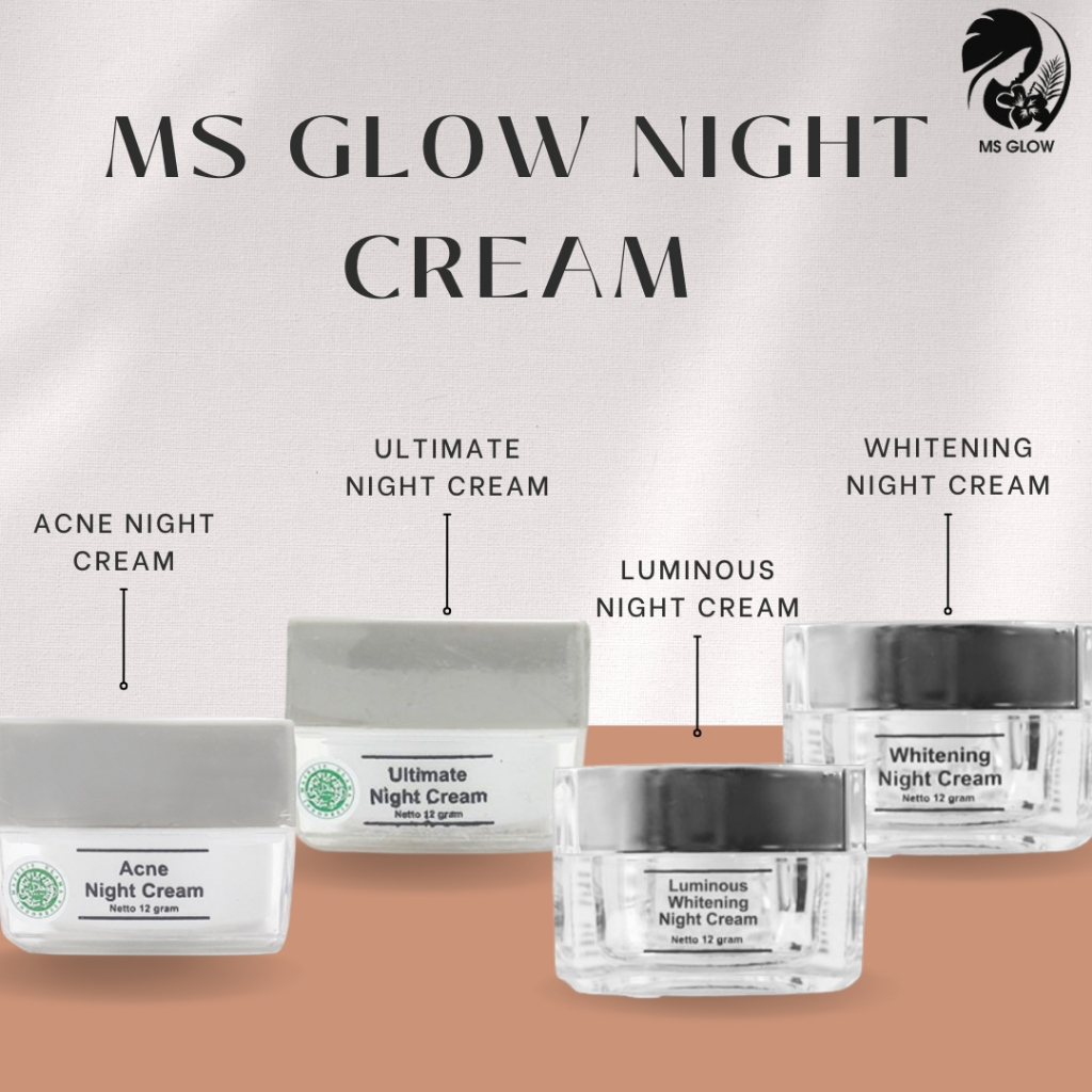 Ms Glow Night cream Luminous Night Cream Ultimate Cream Malam Acne Cream Malam Whitening Ms Glow ori