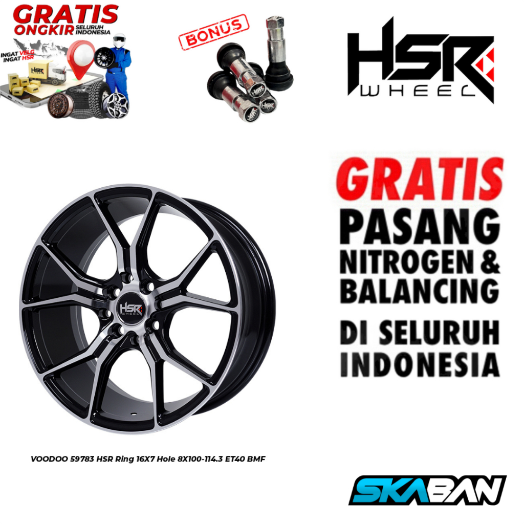 VELG MOBIL RING 16 UNTUK MOBIL XENIA, MOBILIO, LIVINA, DLL. VOODOO 59783 HSR R16X7 H8X100-114,3 ET40