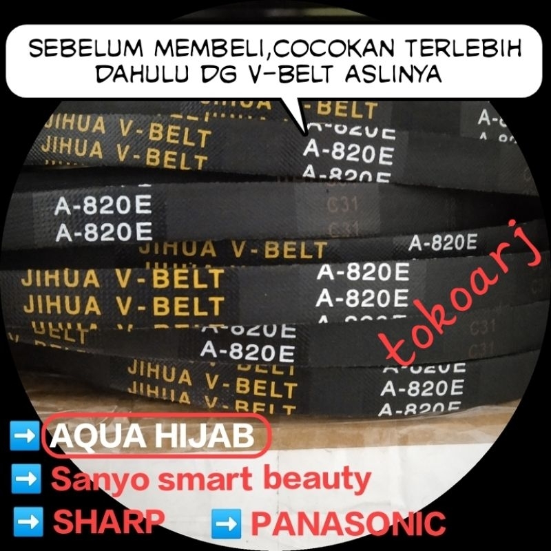 v belt fan belt karet mesin cuci A-820E A820 bisa utk A-820E Sanyo AQUA Sharp panasonic