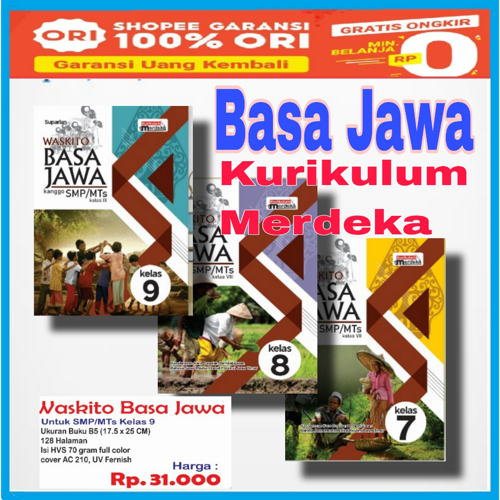 Buku Paket Basa Jawa SMP / MTS Kurikulum Merdeka Kelas 7, Kelas 8, Kelas 9 Penerbit CV Wahana Karya 