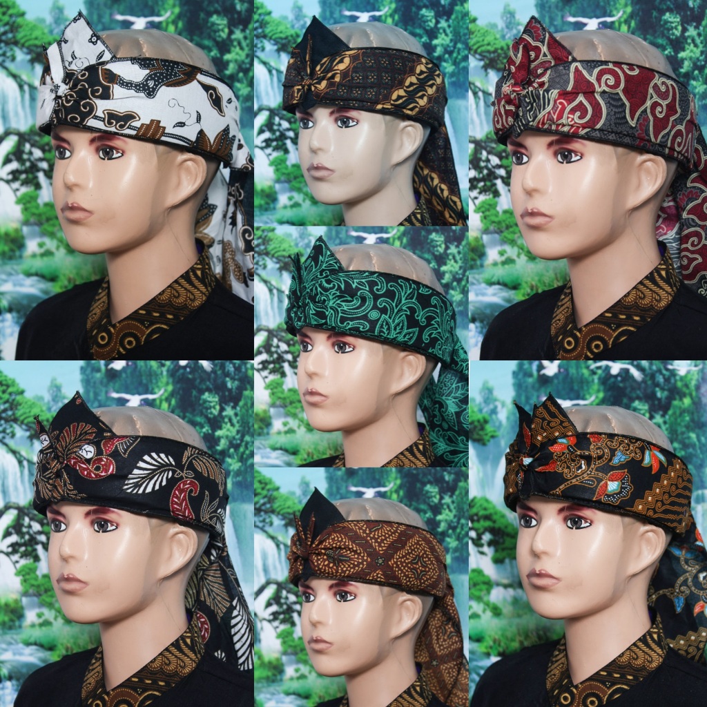 Iket kepala sunda tradisinal anak terbaru topi udeng batik hijau