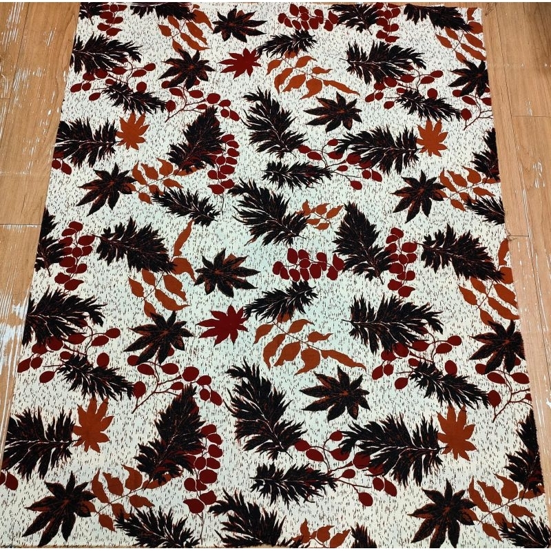 TERMURAH KAIN BATIK LAWEYAN SOLO MOTIF DAUN ECOPRINT PUTIH C230