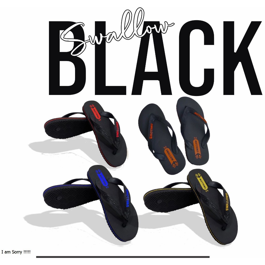 SANDAL SWALLOW BLACK, SANDAL JEPIT SWALLOW HITAM MURAH, SANDAL MURAH, SANDAL SWALLOW MURAH, COD