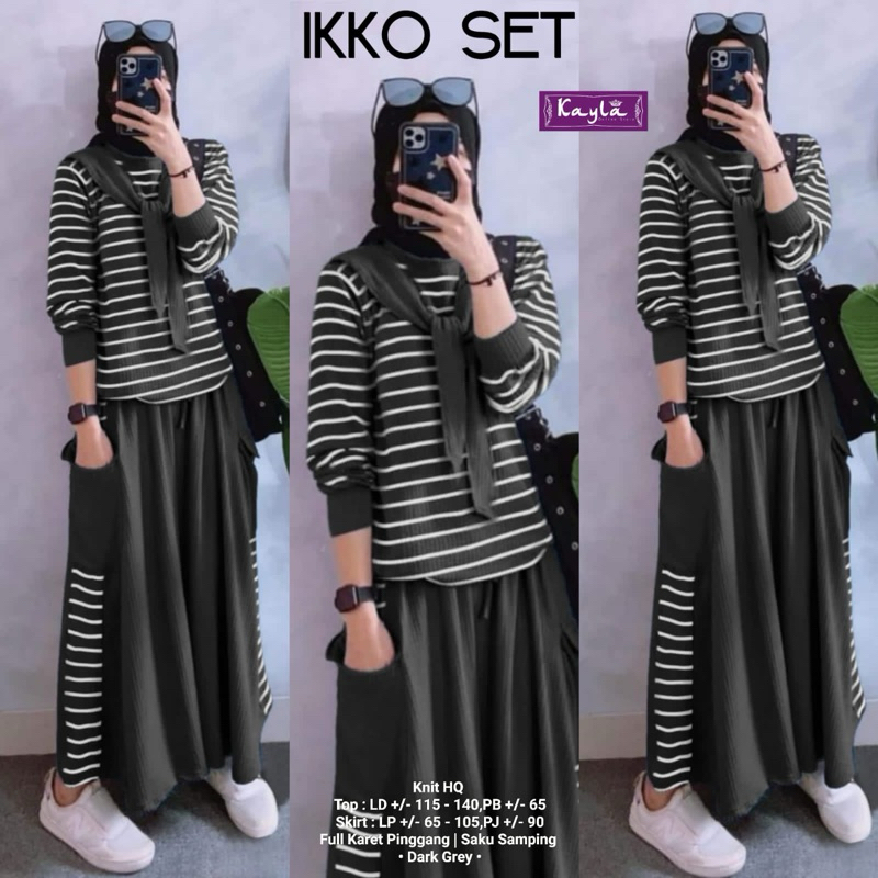 Set wanita kekinian one set ikko knit aster premium ori kayla