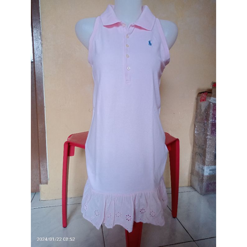 dress anak remaja dewasa polo ralph lauren baby pink size L 12/14