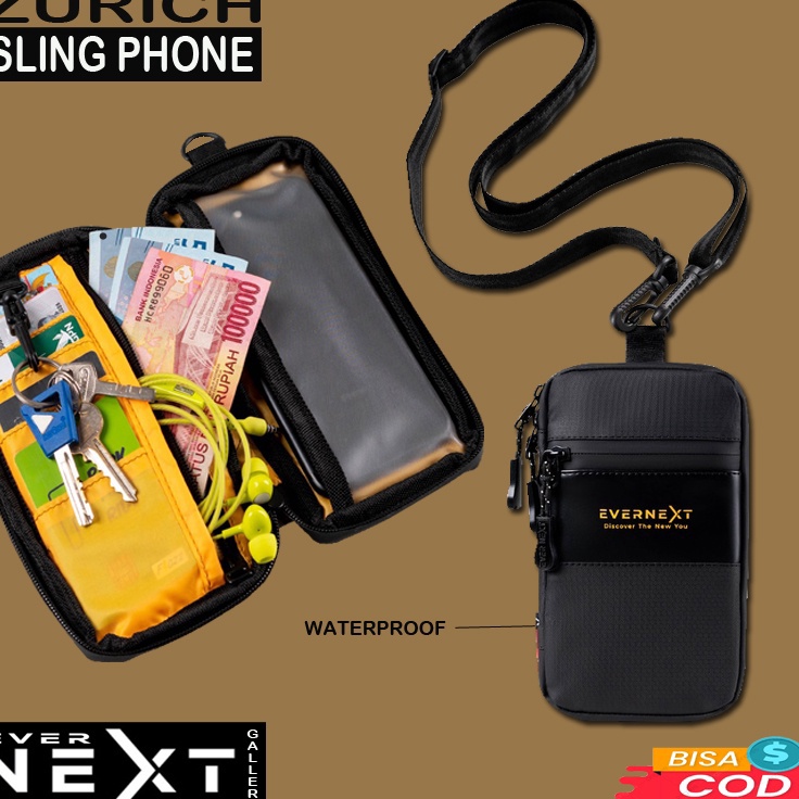 Flash Shipment  Sling phone wallet unisex pria anti air terlaris sling pouch dompet hp sling bag gadget waterproof cowok sling pouch bag kartu tas gantung hp pria