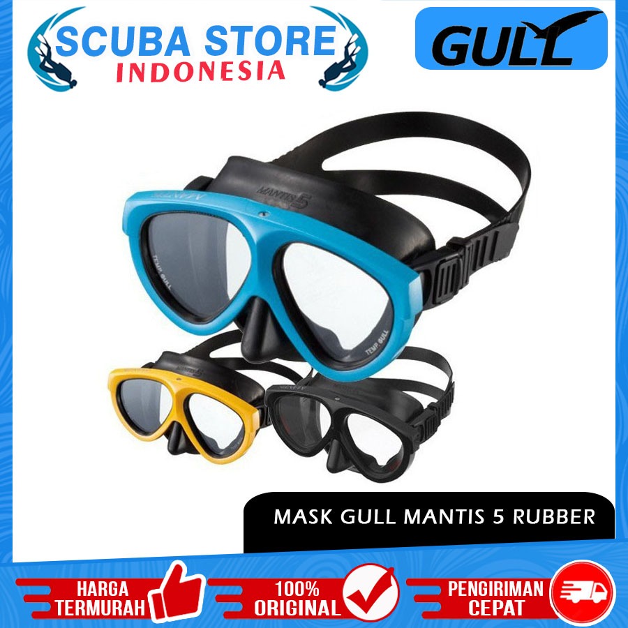 GM-1002 Mask Gull Dakor Rubber Mantis 5 Hookah Masker Scuba Diving Kacamata Goggle Selam Nelayan Fre
