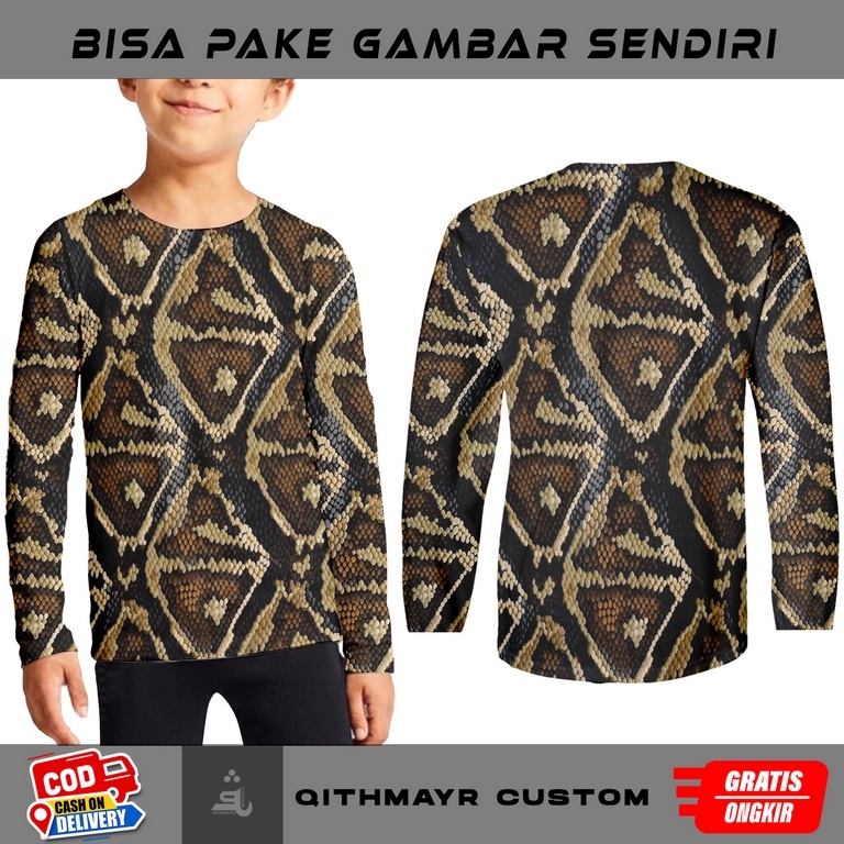 kaos anak kekinian motif sisik ular baju sisik ular piton Fullprint 3D terbaru