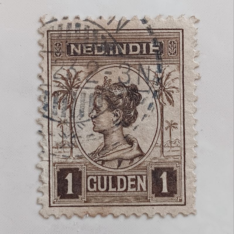 (AF) Perangko Ned Indie 1913 - 1932 Ratu Wilhelmina 1 gulden Used