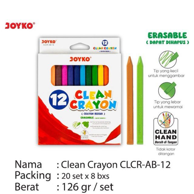 

Clean Crayon Joyko CLCR-AB-12 12warna