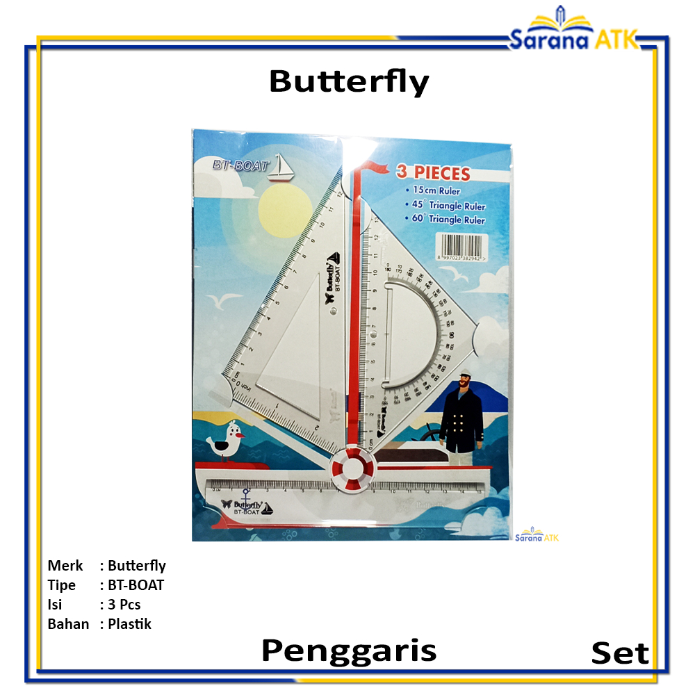 

Butterfly - Penggaris Set 3 In 1 Motif Kapal - Set